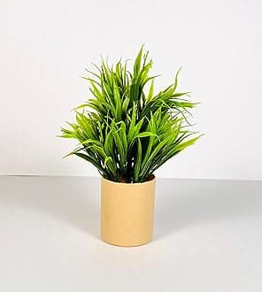 Dekorly Artificial Potted Plants, Artificial Plastic Eucalyptus Plants Small Indoor Potted Houseplants, Small Faux Plants for Home Decor Bathroom Office Farmhouse (Cylinder Brown Pot)