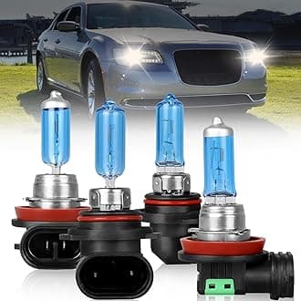 Fit For Chrysler 300 2011 2012 2013 2014 High Performance Halogen Headlight Bulbs 9012 High Low Beam+H11 Fog Light Bulbs, Super Bright Front Light Car Replacement Bulb Combo, 4PCS