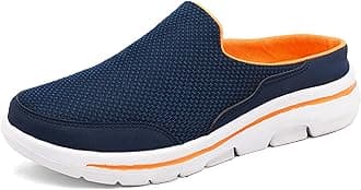 Slip On Mules & Clogs for Womens Mens Light Open Back Shoes Comfort Walking Shoes Breathable Slippers Closed Toe Slides A Blue Orange Size: 10.5 Women/9 Men