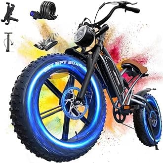 Lunos Electric Bike for adults，20 Inch Off-Road Ebike with 48V 14/17/23/34Ah Detachable Lithium Battery, 7 Speed Snow Bike with Dual Shock Absorbers and Brush-less Motor Ebike