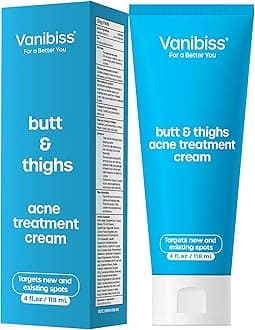 Vanibiss Butt & Thighs Acne Clearing Treatment - Back Acne Treatment - Body Acne Treatment Cream with 2% Salicylic Acid for Women - 4oz