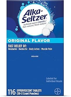 Alka-Seltzer Effervescent Tablets Original Flavor, Fast Multi-Symptom Relief from Headache and Body Ache, Dissolvable Effervescent Fizzy Tablets, Pain Relief Dispenser Pack, 116 Ct