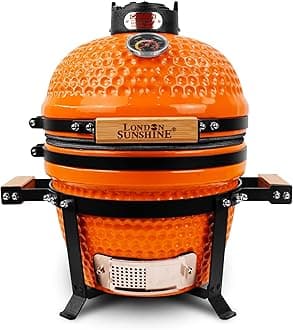 Ceramic Charcoal BBQ Kamado Grill Smoker - Portable Tabletop Cadet Series -Orange