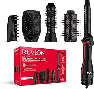 One Step Blow-Dry Multi Air Styler 5 in 1 Dryer, 360 Vented AirFlow Curler, Volumiser Oval, Paddle, Round, Root-Drying Concentrator - 4 Heat Settings RVDR5371 - Black