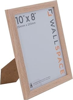 Wall Space 10x8 Oak Picture Frame | Oak 8x10 Photo Frame | 10 x 8 inch | 254x203mm | 25.4x20.3cm | Real Wood with Glass | Handmade Wooden Made in UK