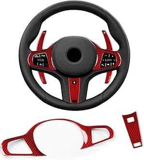 T-carbon Steering Wheel Cover Trim Fits BMW 1 3 5 4 7 Series X3 X5 X6 X7 I4 Z4 M2 M4 M5 M8 XM X3M X4M X5M X6M 2024;Fits G20 G21 G22 G26 G29 G30 G32 G42 F44 F90 F95 F96 Accessories 3D Glossy Red