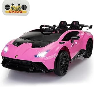 24V Lamborghini Ride On Toy TOBBI Electric Lamborghini Car for Kids to Drive Battery Powered Motorized Drift Vehicle Baby Lamborghini with Remote Control High Speed 6.21mph/h Max 80lbs, Pink
