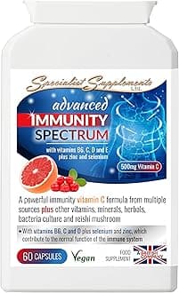 Advanced Immunity Spectrum, Vitamin C Formula with Vitamins B6, D, E, Selenium, Zinc and Lactobacillus Acidophilus, 60 Capsules