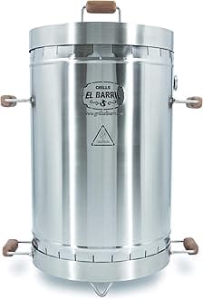 EL BARRIL 45lbs Smoker Grill Combo, Stainless Steel Vertical Barrel Charcoal Grill, Outdoor Smoker with Even Heat Distribution