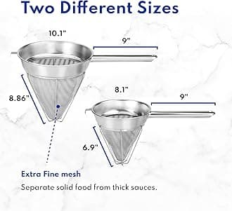 New Star Foodservice 38057 Stainless Steel Reinforced Bouillon Strainer, 10-Inch