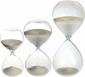 Nicola Spring Sand Timers (15, 30, 60 Minutes) - Clear Glass Decorative Kitchen Countdown Clock with White Sand - Timer for Cooking, Baking, Office Timing