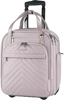 Rollable Laptop Bag Underseat Travel case with Wheels - 16-inch Underseater Lightweight Overnight Suitcase with Wheels Roller Case for Women Men Travel Business, Pink