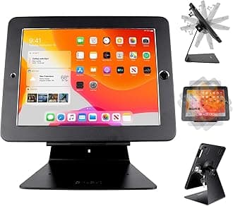 Desktop Anti-Theft Security Kiosk POS Stand Holder Enclosure for 10.2" 2020 iPad 8th Gen & 2019 iPad 7th Gen, Flip & 360° Swivel Design