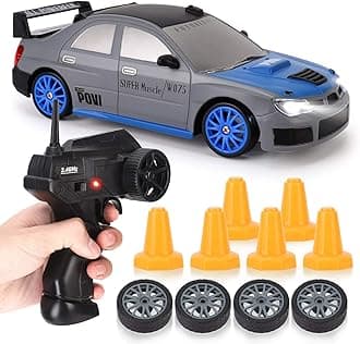 RC Drift Car 1/24 2.4GHz 4WD Remote Control Sport Racing On-Road Vehicle with LED Light, Batteries and Drift Tires (Style 1)