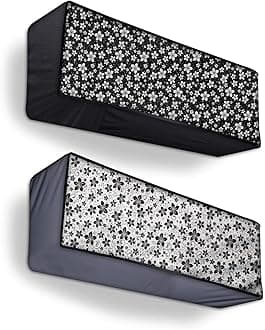 Split Ac Cover Indoor Unit For 2 Ton Capacity Ac, All Weather Polyester Cover / Attractive Digital Prints / Dustproof / Water Resistant Ac Cover (Pack Of 2, Floral)