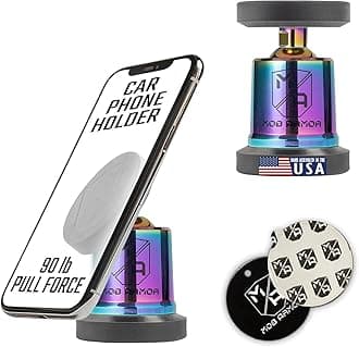 Mob Armor MobNetic Maxx - USA Assembled Magnetic Phone Holder for Car, Magnetic Car Phone Mount, 90-Degree Tilt, 360-Degree Rotation, Aluminum Metal, Compatible with iPhone & Android - Multicolor