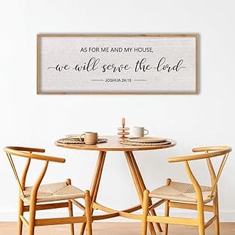 LuZhiQiangAs For Me And My House We Will Serve The Lord Wall Decor Sign 40"X15" Bible Verse Religious Scripture Wall Art (Wood)