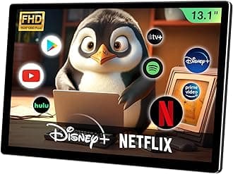 13.1-inch Android 13 Multi-Functional Car TV Headrest Monitor for Back Seat, Full High Definition QLED Touch Screen Video Player, Support WiFi/Bluetooth/Mobile Mirror Link/HDMI/USB/RCA