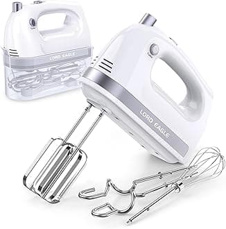 Lord Eagle Hand Mixer Electric, 400W Power handheld Mixer for Baking Cake Egg Cream Food Beater, Turbo Boost/Self-Control Speed + 5 Speed + Eject Button + 5 Stainless Steel Accessories