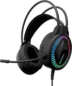 ZEBRONICS Blitz C Dolby Atmos Gaming Over Ear Wired Headphone, 50Mm Neodymium Drivers, Padded Headband, Lightweight & Comfortable, RGB Lights, Flexible Mic, Type-C Connector, Black