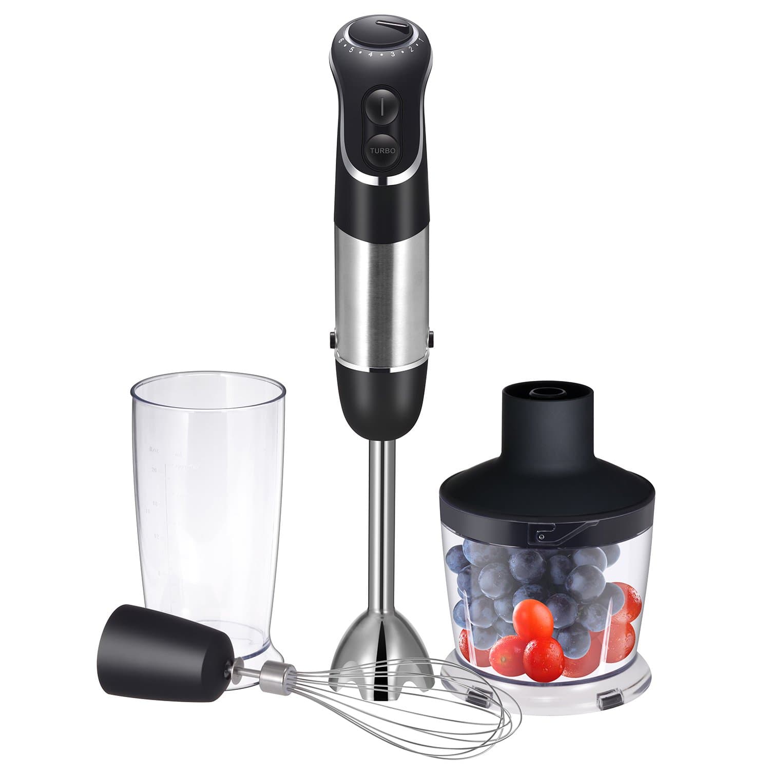 850 Watt Hand Blender 4-in-1 Set by Mafier, 6 Speed & 2 Touch Button Smart Stick, Christmas Gift, Black & Sliver …