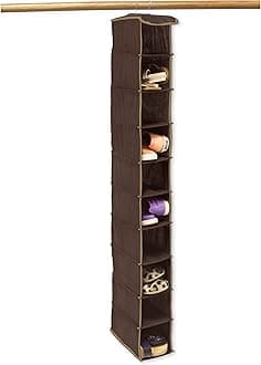 Simple Houseware 10 Shelves Hanging Shoes Organizer Holder for Closet, Brown