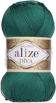 Diva Silk Effect 100% Microfiber Acrylic Yarn 1 Ball skeins 100gr 383yds Color (453 - North Sea)