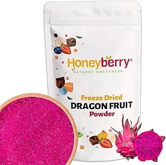 Freeze Dried Dragon Fruit Powder 100g - Finely Milled Dehydrated from Frozen Pink Pitaya Powder - Edible Tropical Powder for Cakes, Desserts, Ice Cream, Porridge Oats - Red Dragon Fruit Baking Powder