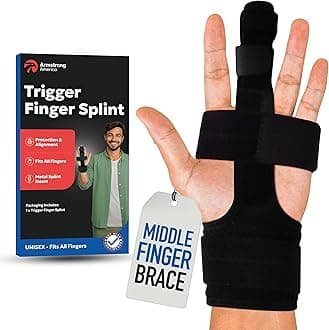 Trigger Finger Splint Middle Finger Brace | Middle Finger Splint For Broken or Fractured Middle Finger, Arthritis, Tendonitis, Tenosyvitis | Mallet Trigger Finger Straightener Immobilizer | LARGE