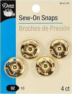 80-21-35 Sew-On Snaps, Brass, Size 10 4-Count