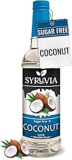 Syruvia Sugar Free Coffee Syrup, Coconut Flavored Syrup for Drinks, Lattes, and Desserts – 25.4 fl oz