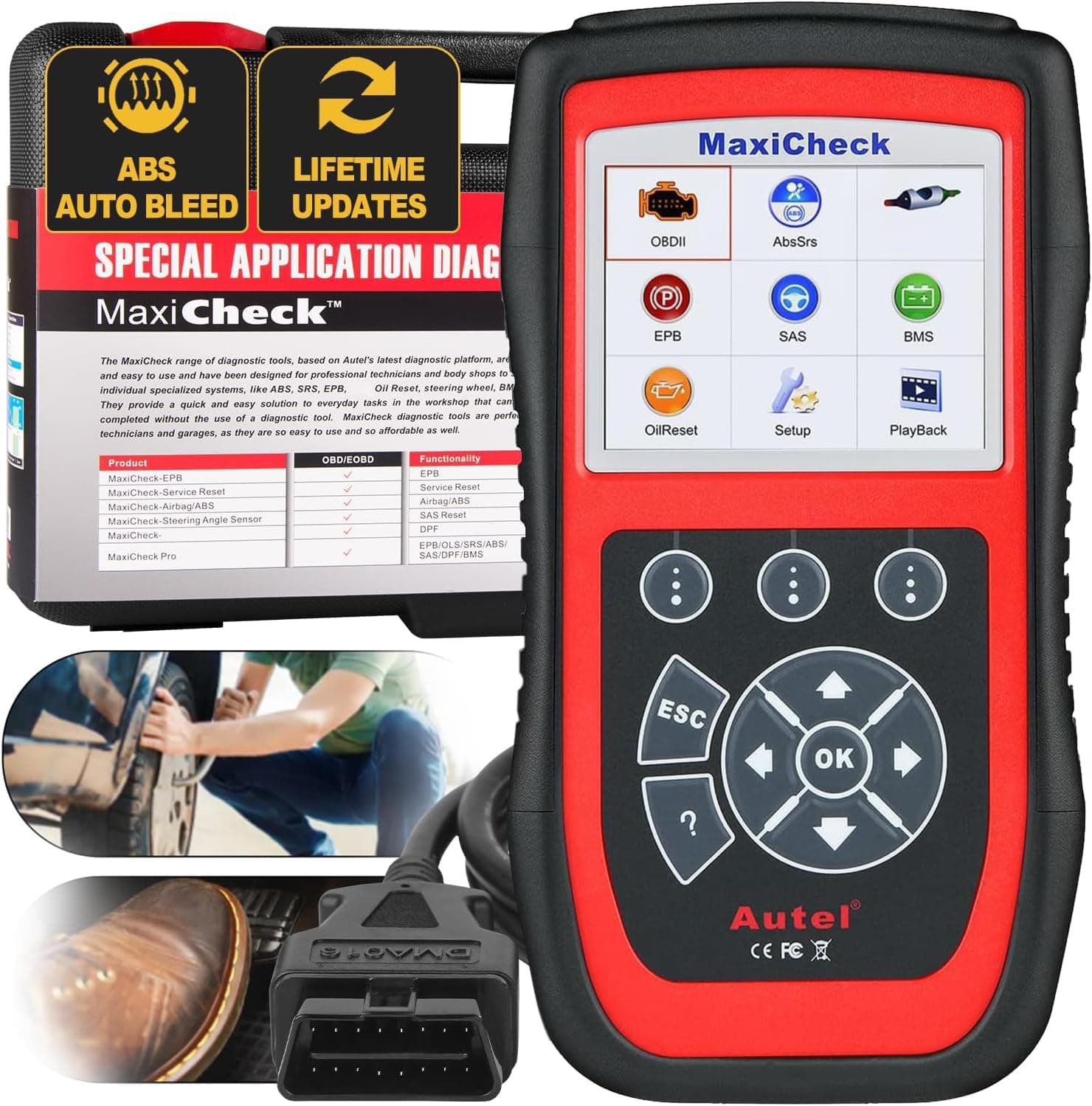 Autel MaxiCheck PRO Auto Bleed Scan Tool for ABS Brake Bleeding, OBD2 ABS SRS Diagnostic Scanner, Oil Reset, BMS, EPB, Airbag, SAS Services for Specific Vehicles Up to 2015, Lifetime Free Updates