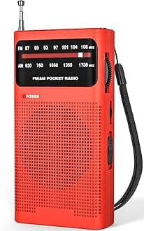 Goodes Portable Radio Am Fm for Home Outdoor, Transistor Radio 2AA Battery Powered with Long Range Reception, Loud Speaker, Transistor Antenna, Earphone Jack, Small Gifts for Seniors Elderly-Red