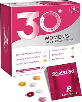 RevitaPlus Multivitamin for Women with Vitamin A,B,C,D3,E,K2,Biotin, Collagen,Krill Oil,Cranberries Supports Energy,Wellness,Beauty and Immune - Vitamin Packs for Women Health 30 Packs
