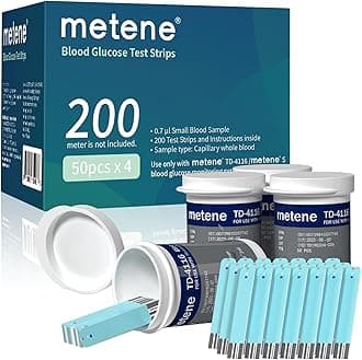 TD-4116 Blood Glucose Test Strips, 200 Count Test Strips for Diabetes, Use with metene TD-4116 and metene S Blood Glucose Monitor Only(No Monitor)
