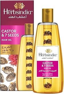 Herbsindia Castor & 7 Herbal Seeds Hair Oil With Nourish Tube | For Thicker & Softer Hair| Silicone & Paraben Free | All Hair Types| 280ml