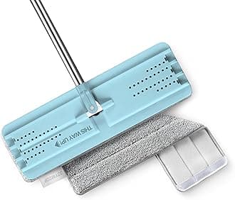 JOYMOOP Flat Mop, Microfiber Mop for Floor Cleaning and Wall Cleaner, 50" Mop Handle with Flexible 13" Flat Head with a Microfiber Mop Pad - Pale Aqua