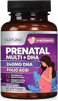 Prenatal Vitamins for Women - Multivitamin with DHA, Folic Acid, Vitamin C, B12, Iron & Omega-3 - Before, During & Post Pregnancy Supplement for Healthy Growth & Brain Development - 60 Softgels