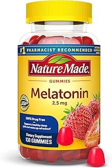 Nature Made Melatonin Gummies 2.5 mg, 100% Drug Free Sleep Aid for Adults, Melatonin Supplement 130 Count, 130 Day Supply