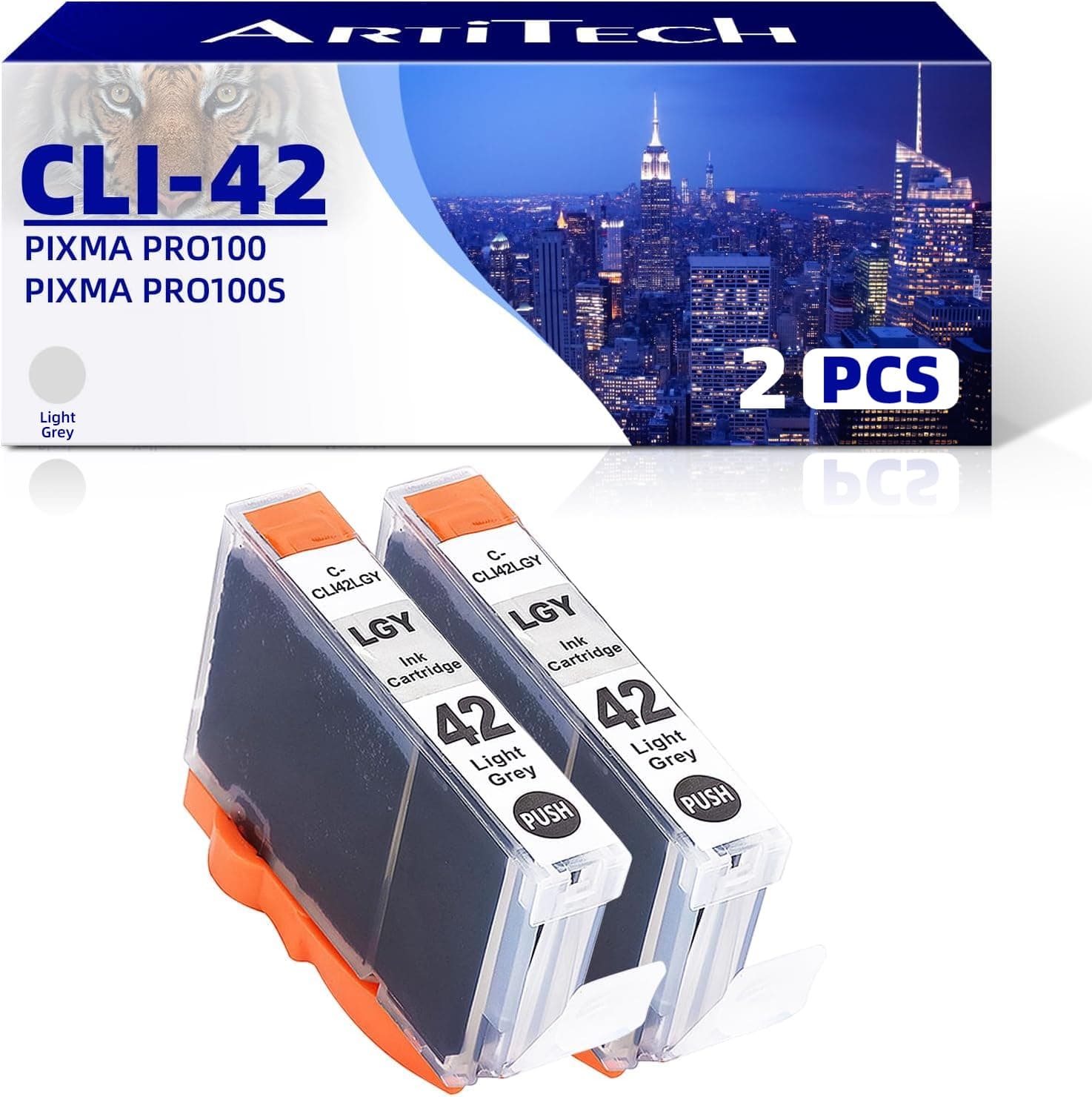 CLI-42 LGY Pixma Pro-100 Compatible Ink Cartridges Replacement for Canon CLI42 CLI-42 Light Gray Ink Cartridge Work for Pixma Pro-100S Printers,2 Pack CLI-42 LGY