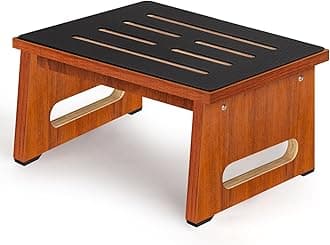 One Step Stool for Adults Seniors with Non-Slip Rubber Stepping Feet, Heavy Duty Wooden Step Stool, 8.7 in Portable Bed Steps for High Beds for Bathroom, Bedroom, Kitchen & Bedside Kids Support