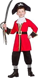 Wicked Costumes Boys Pirate Captain Fancy Dress Costume Kids Buccaneer Outfit for World Book Day Halloween Party – Medium (5-7 Years)