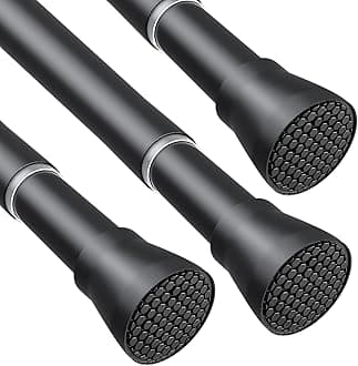 Tension Curtain Rod Black Tension Rod 28 To 48 Inch Spring Curtain Rod Non Slip Tension Rods 3pcs For Windows No Drilling Adjustable Tension Rods of Curtain Window Closet Kitchen Wardrobe