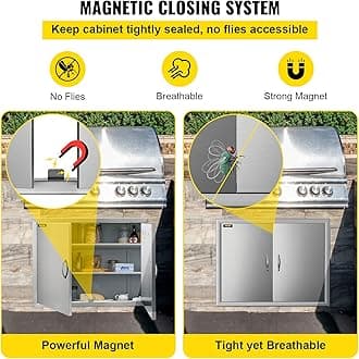 VEVOR Mophorn BBQ Double Access Door 31W x 24H Inch, BBQ Door Stainless Steel Wall Construction Vertical, Outdoor Kitchen Door for BBQ Island, Grilling Station, Outside Cabinet