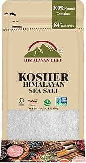 Himalayan Chef Kosher Sea Salt, Fine Grain Kosher Salt, Replacement for Table Salt, Non-Iodized, Unrefined, Non-GMO, All-Natural, No Additives - 48 oz Bag