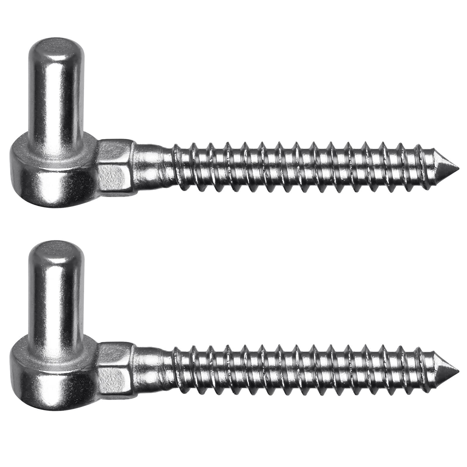 Gate Hinge M12, 2 Pack Heavy Duty Farm Gate Screw Hook on Hinge Hanger Hook on Bolt Stainless Steel Metal Gate Hardware with 16mm Pin for Wooden Fence/Garden Gate/Field Gate/Driveway, 110mm