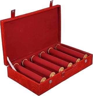 Kuber Industries Wooden Bangle Box For Woman,6 Rod Bangle Storage Box Organizer,Solid Lid & Handle,MAROON