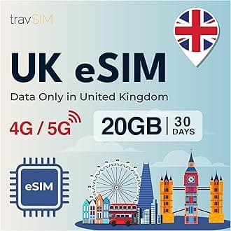 UK eSIM | 20GB Data Plan Only | 4G/5G Speeds | Works Throughout the UK | eSIM for UK is Valid for 30 Days