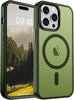 SUPFINE Magnetic for iPhone 14 Pro Case [Compatible with MagSafe] [10 FT Military Grade Drop Protection] Slim Translucent Matte Shockproof with Anti-Fingerprint Phone Case,Cangling Green