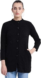 HAUTEMODAWomen's Woollen Button Long Cardigan with Pockets